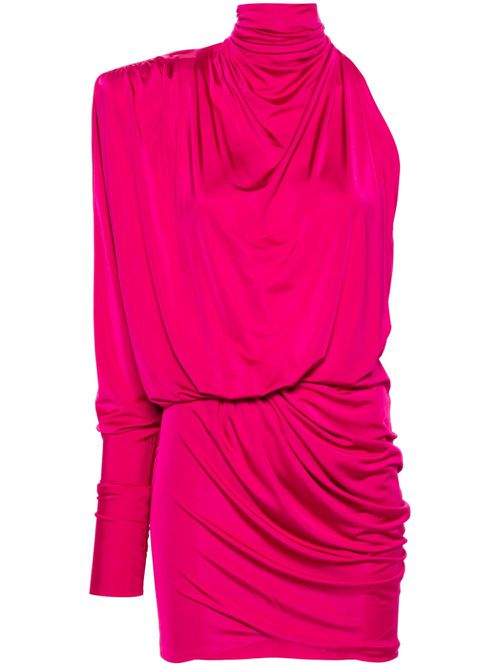 Ruched one-shoulder dress - Pink