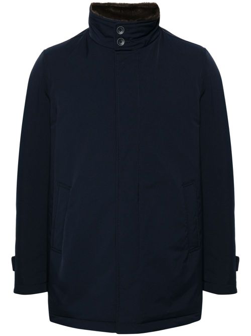 Faux-fur lining padded coat - Blue