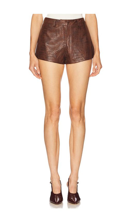 SNDYS x REVOLVE Wendy Croc Mini Short in Brown. L. Also in XXS, XS, S
