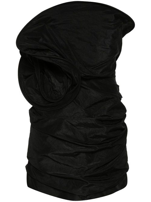 3D-rose taffeta mini dress - Black