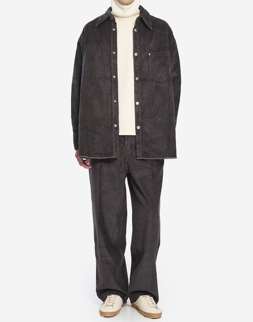 Logo Patch Corduroy Overshirt — Gray