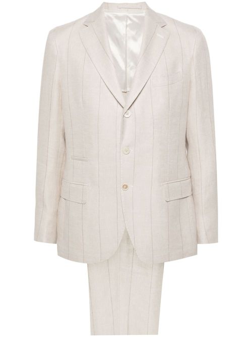 Linen-blend pinstripe suit - Neutrals