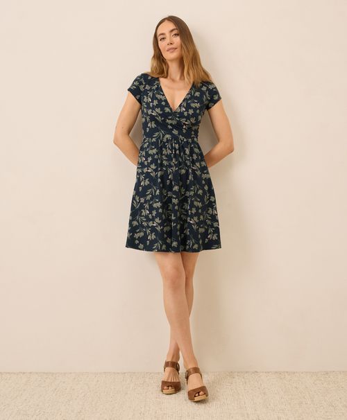 Women's Painted Petals Midnight Blue Fit & Flare Crossover Dre