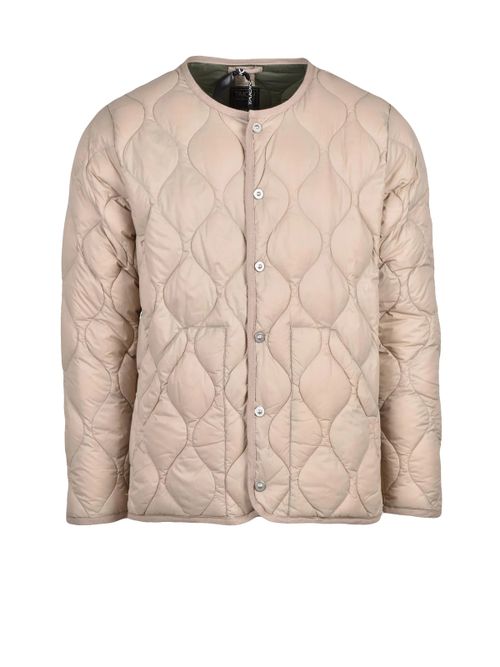 Down-Filled Nylon Jacket With Snap Closure And Unique Quilted Design