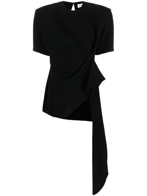 Draped flared-hem T-shirt - Black