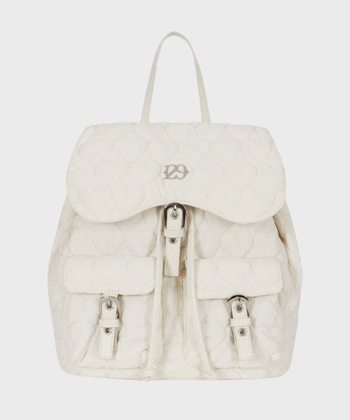 Heart Quilting Backpack Cream 