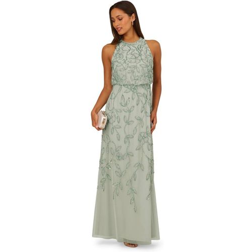 Adrianna Papell Women's Blouson Bead Long Dress in Mint