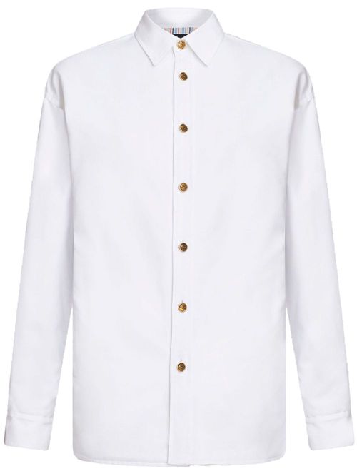 Padded cotton shirt jacket - White