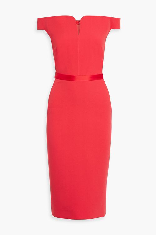 Brenta off-the-shoulder crepe midi dress - Red - FR 38