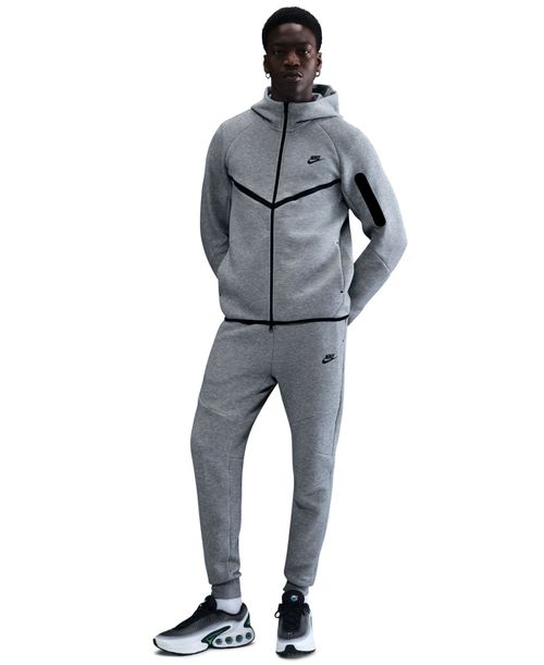 Men's Tech Fleece Full-Zip Windrunner Logo Hoodie - Dark Gray Heather/Black