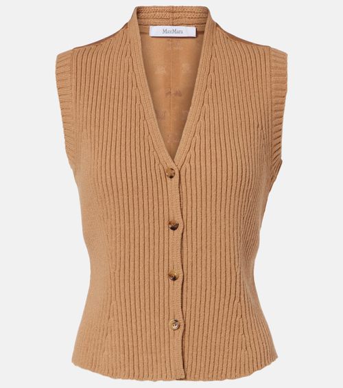 Madre paneled wool-blend and satin vest
