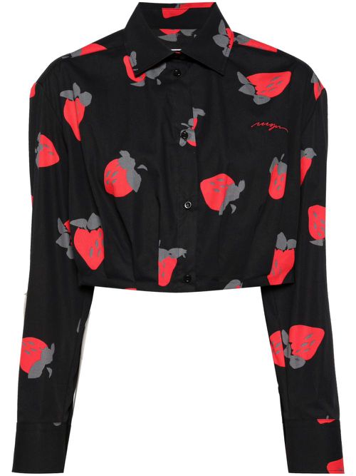 Print cotton shirt - Black