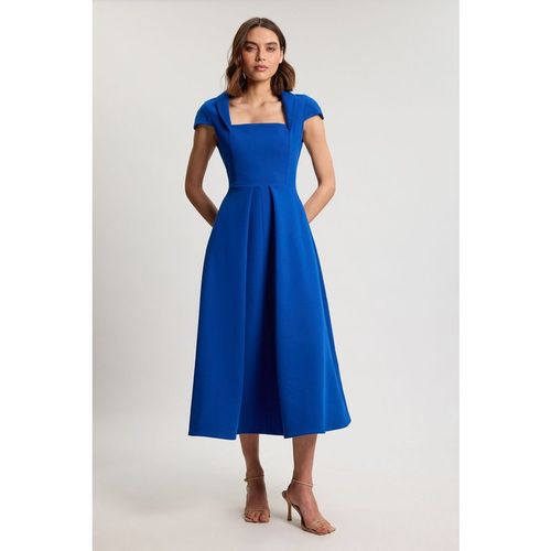 Karen Millen Womens Square Neck Tailored Full Skirted Maxi Dress - Blue