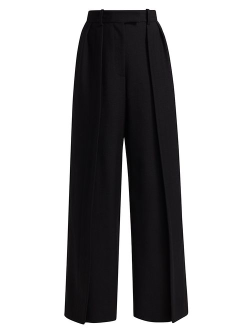 Women's May Wool High-Rise Wide-Leg Pants - Black