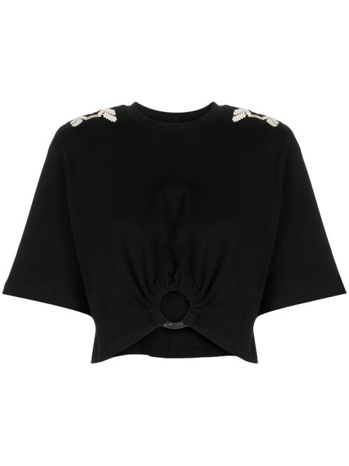 Ensenada embroidered cropped T-shirt - Black