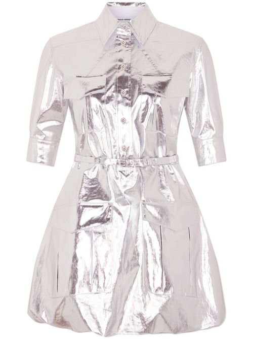 Metallic patch-pocket minidress - Silver