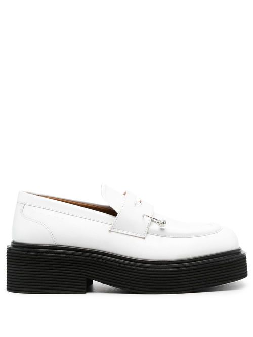 Piercing-detail slip-on loafers - White