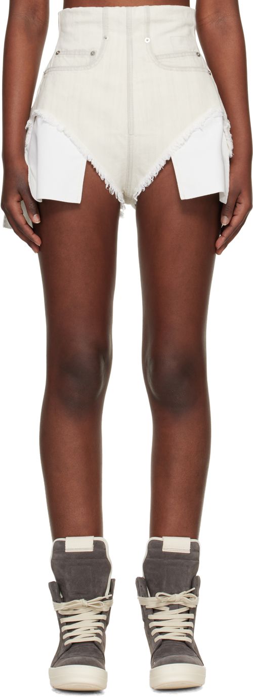 Off-White Temple Dirt Cutoff Denim Shorts
