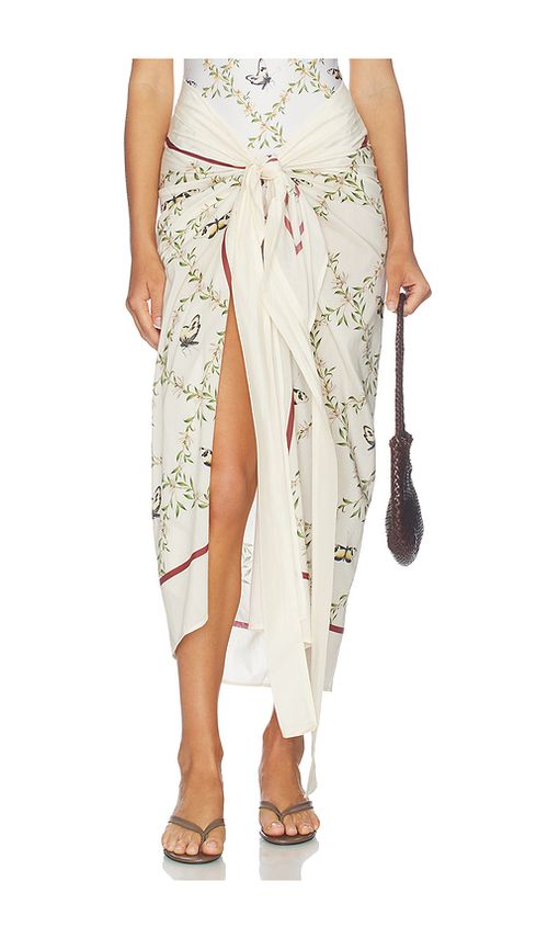 Agua by Agua Bendita Lavanda Midi Skirt in White