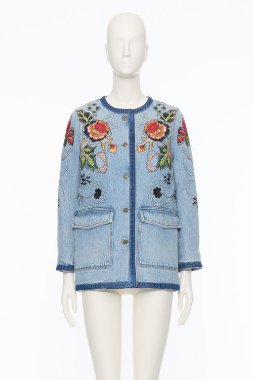 Floral-embroidery jacket