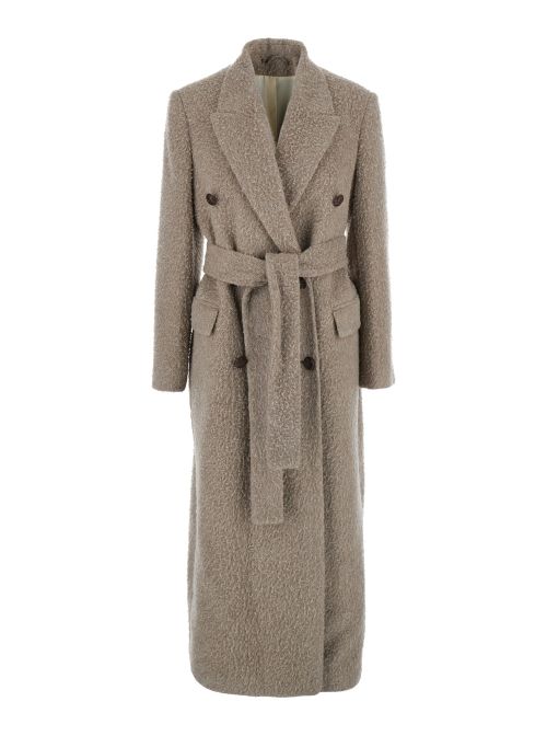 Virgin Wool and Mohair Blend Coat — Beige