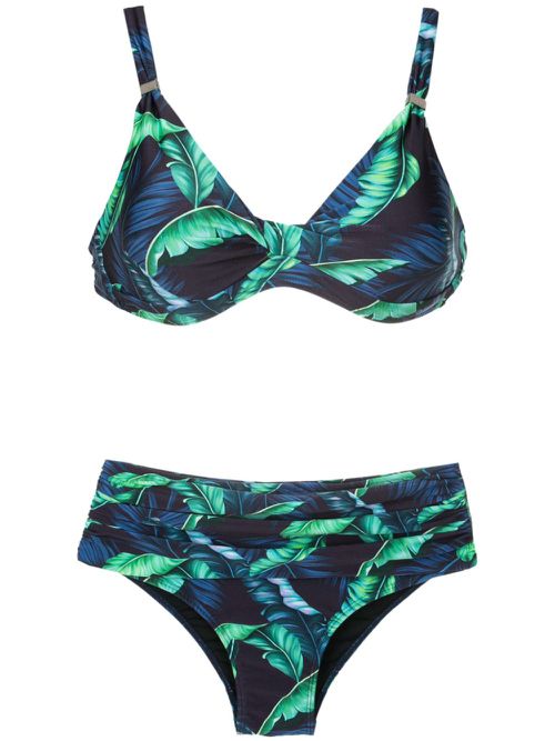 Marianne twisted leaf-print bikini - Blue