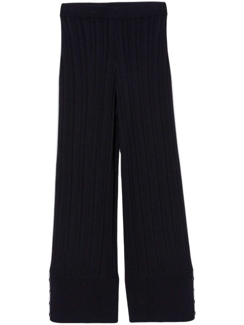 Piped-trim flared trousers - Blue