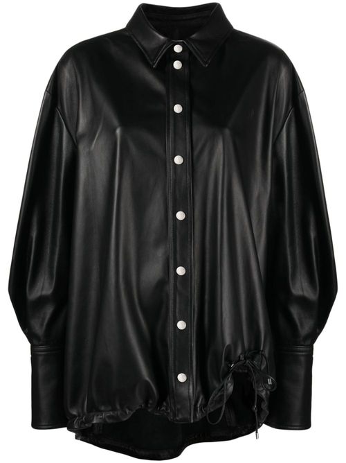 Leather shirt jacket - Black