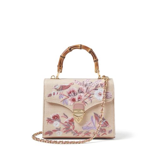 Midi Mayfair® in English Rose Garden Hand Embroidery on Canvas Raffia