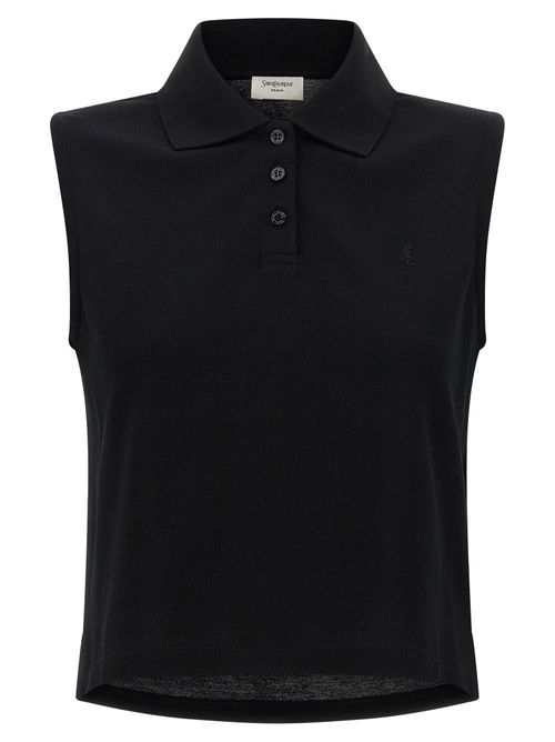 Logo-Embroidered Cotton Piqué Tank Top — Black