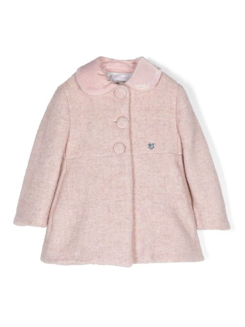 Logo-plaque single-breasted coat - Pink