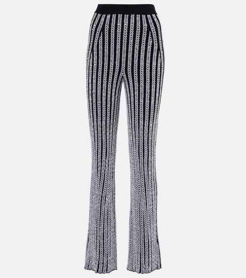 Chevron lamé flared pants