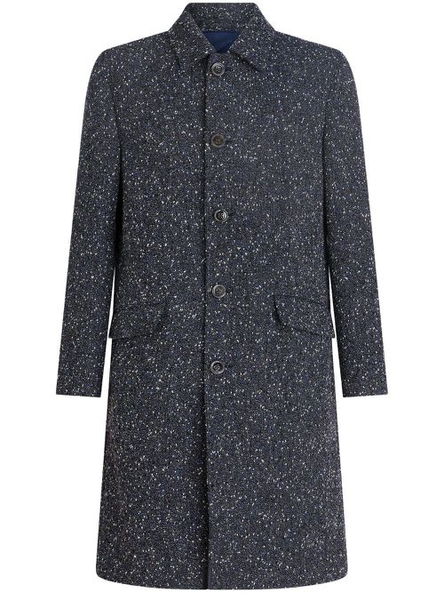 Contrasting-trim button-down coat - Grey