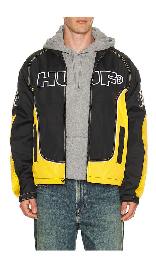 HUF Sector Jacket in Black & Yellow. S also in M, L, XL/1X