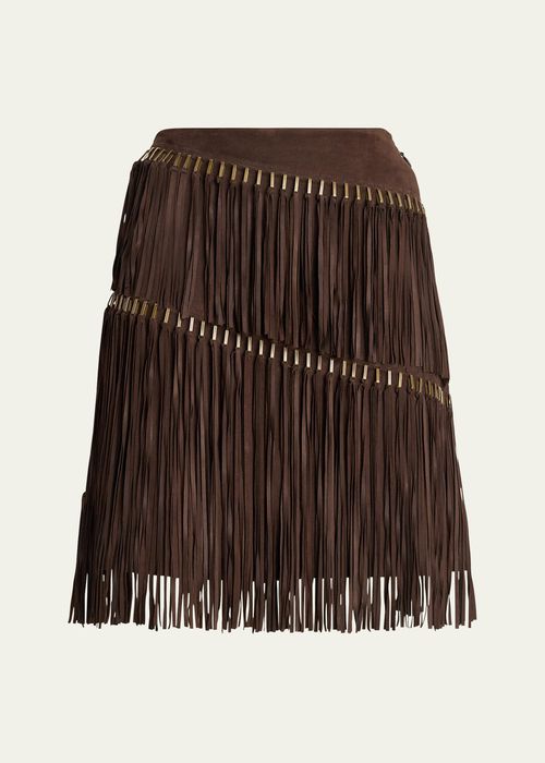 Brielle Suede Fringe Mini Skirt