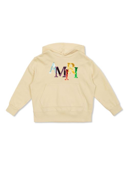 Sequin-logo cotton hoodie - Neutrals