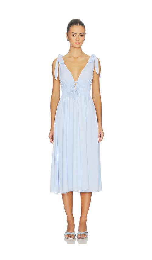 Tularosa Adrienne Midi Dress in Slate. L. Also in M, S, XL