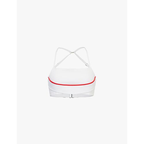 Womens White University Red Adjustable Straps Contrast Piping Stretch-woven Sport Bra M