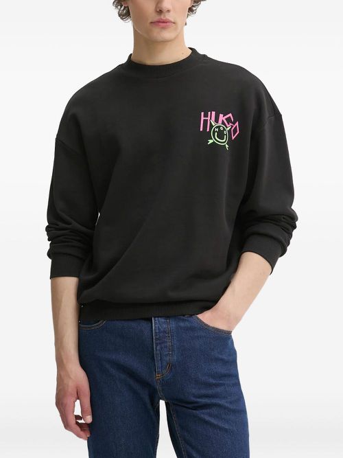Happy-logo cotton sweatshirt - Black