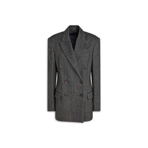Virgin Wool Double-Breasted Blazer — Black