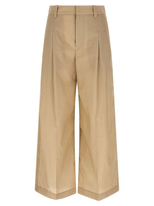 Techno Cotton Poplin A-Line Trousers — Beige