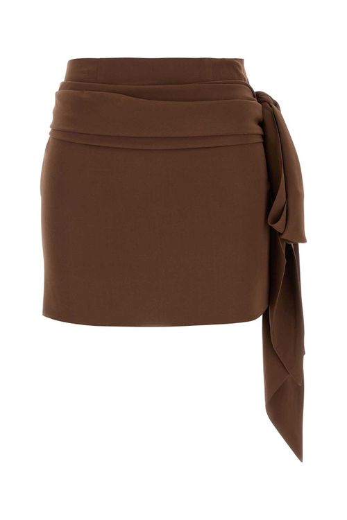 Brown Crepe Mini Skirt