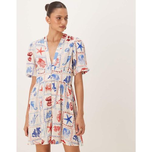 Nobody's Child Womens Starlight short sleeve mini dress in shell tile print - Multicolour