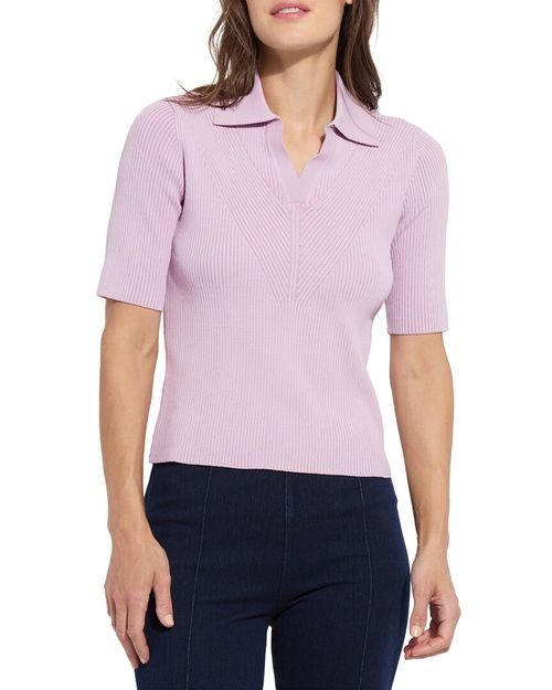 Kenzie Ribbed Knit Polo Shirt