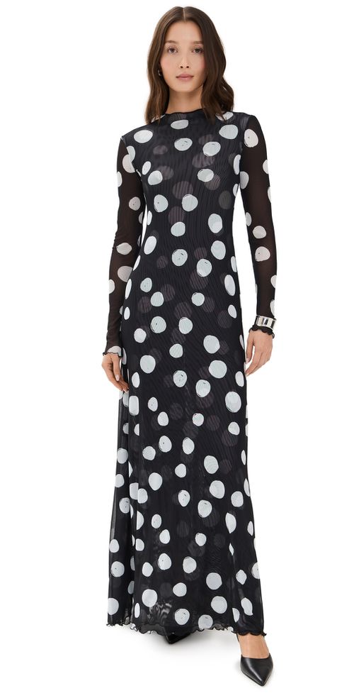Lyon Maxi Dress Black/White Dot