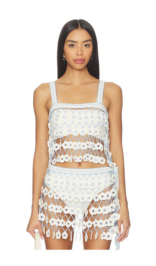 My Beachy Side Fleur Hand-crocheted Top en Baby Blue. S. Also en