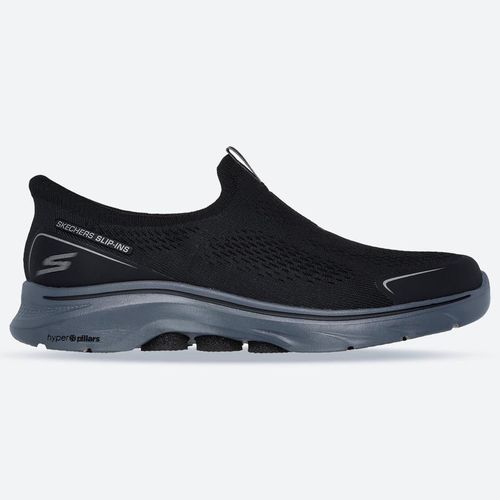Men's Wide Fit Skechers 216553 Slip-ins Go Walk 7 Easy On Evolution Trainers, Black/Charcoal / / 2E