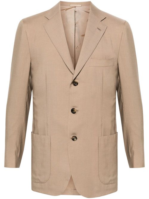 Single-breasted cashmere-blend blazer - Brown