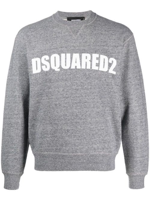 Crystal-embellished logo-print sweatshirt - Grey