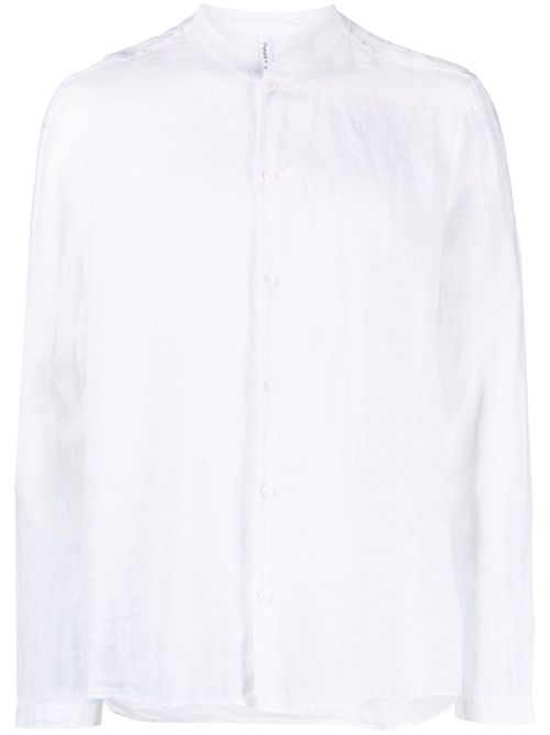 Band-collar linen-cotton shirt - White
